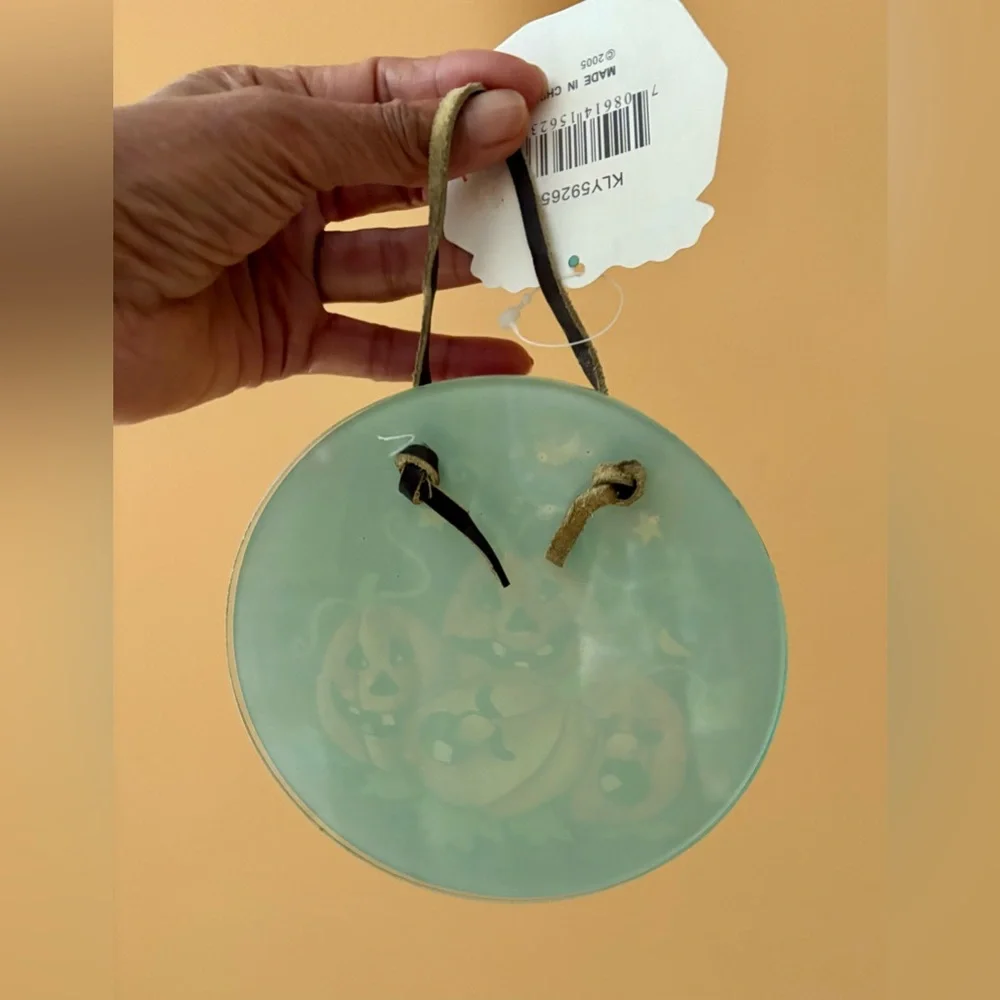 Halloween Fall Glass backed Hanging Decor NWT & Pumpkin Carving Tools NWOT